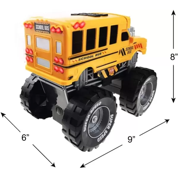imageLiberty Imports Motorized Mighty Monster Truck Toy Kids Electric Motor Vehicle with Big Wheels Button Action Sounds and Flashing Lights School Bus