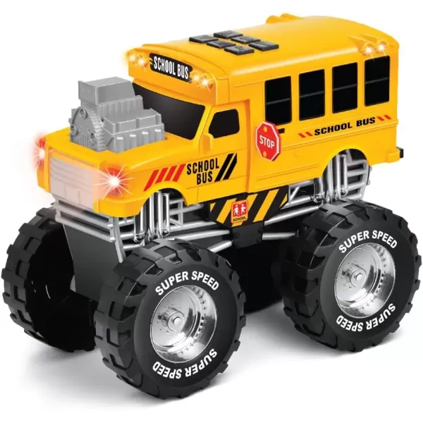 imageLiberty Imports Motorized Mighty Monster Truck Toy Kids Electric Motor Vehicle with Big Wheels Button Action Sounds and Flashing Lights School Bus