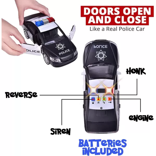 imageLiberty Imports Toy Police Car with Light ampamp Sounds  Friction Powered Plastic Patrol Cop Play Vehicle with Openable Doors for Kids