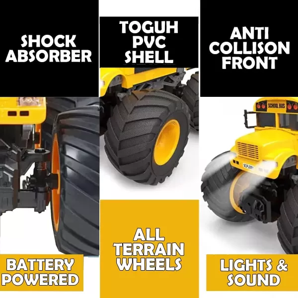 imageRemote Control Monster Truck  118 Scale RC Fire Truck 24GHz Big Wheel School Bus with Lights Sounds Rechargeable Electric Toy Stunt Jam Car for Kids Boys Girls School Bus