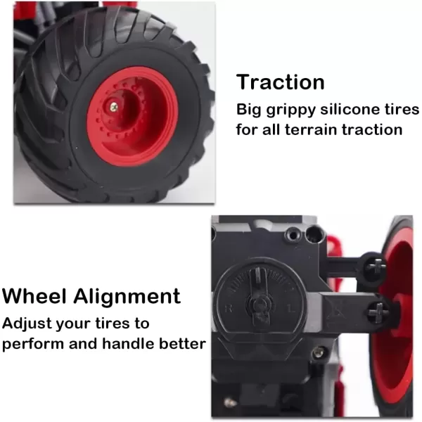 imageRemote Control Monster Truck  118 Scale RC Fire Truck 24GHz Big Wheel School Bus with Lights Sounds Rechargeable Electric Toy Stunt Jam Car for Kids Boys Girls Fire Truck