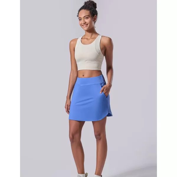 imageLiberty Pro 3 Pack Womens Athletic Skirts with Shorts Underneath Tennis Golf Skorts Tummy Control Pockets for Workout GymGrayKhakiDusty Blue