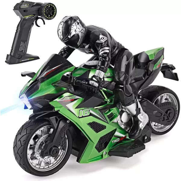 imageLiberty Imports 24G RC Remote Control Stunt Motorcycle with Riding Figure 110 Scale High Speed Cross Country 360 Degree Rotation Drift Shockproof Racing Motorbike