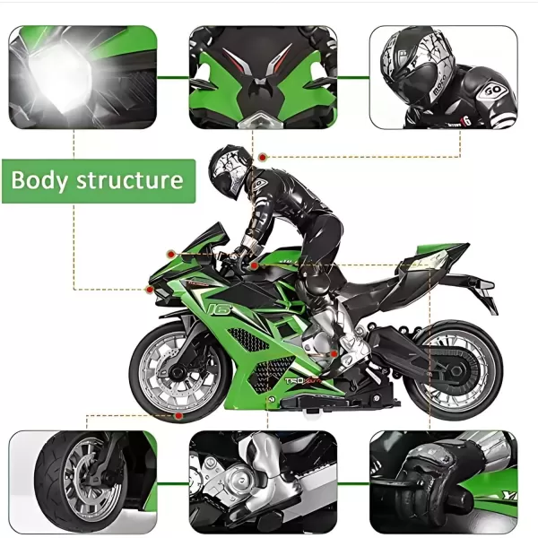 imageLiberty Imports 24G RC Remote Control Stunt Motorcycle with Riding Figure 110 Scale High Speed Cross Country 360 Degree Rotation Drift Shockproof Racing Motorbike