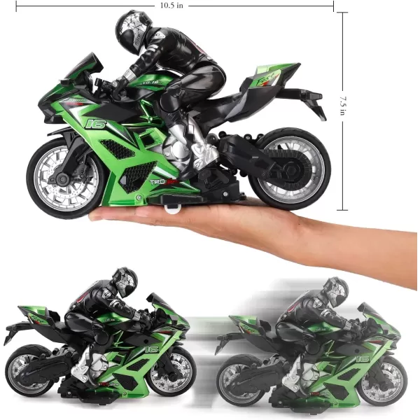 imageLiberty Imports 24G RC Remote Control Stunt Motorcycle with Riding Figure 110 Scale High Speed Cross Country 360 Degree Rotation Drift Shockproof Racing Motorbike