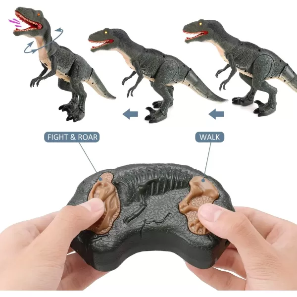 imageLiberty Imports Dino Planet Remote Control RC Walking Dinosaur Toy with Shaking Head Light Up Eyes ampamp Sounds Velociraptor