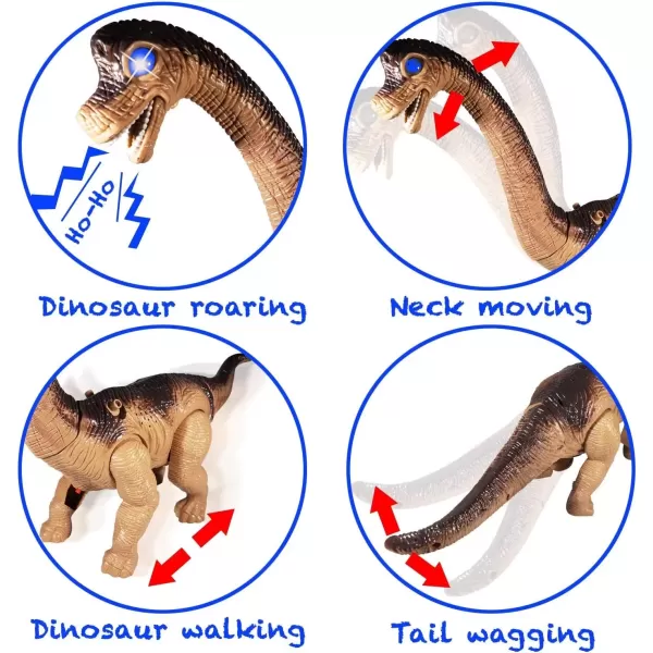 imageLiberty Imports Egg Laying Jurassic Brachiosaurus Dinosaur Electronic Battery Powered Toy Figure with Swinging Action Roaring Sounds and LED Lights Gift for Kids Assorted Colors