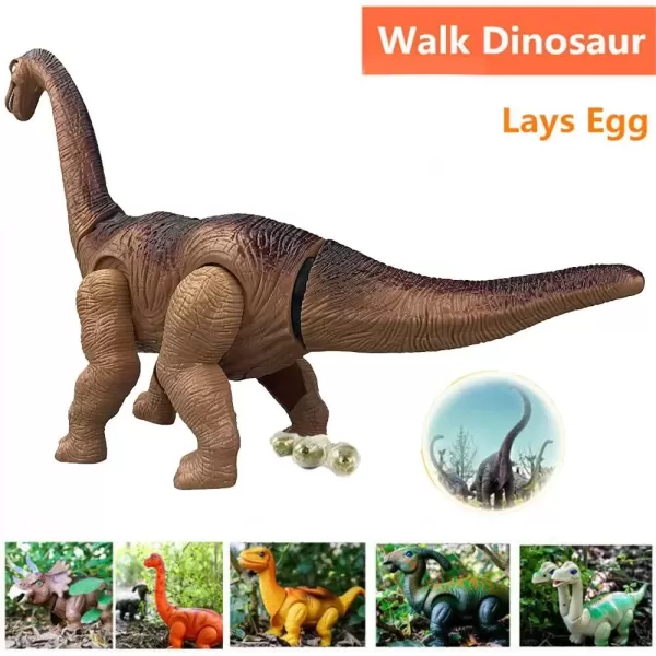 imageLiberty Imports Egg Laying Jurassic Brachiosaurus Dinosaur Electronic Battery Powered Toy Figure with Swinging Action Roaring Sounds and LED Lights Gift for Kids Assorted Colors