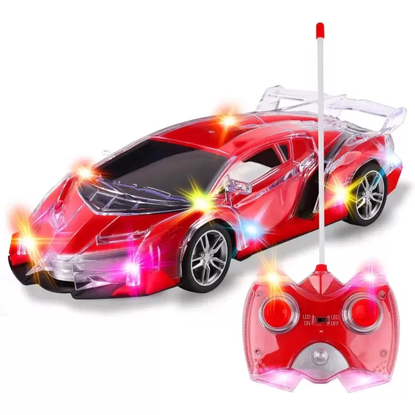 imageLight Up RC Remote Control Racing Car  120 Scale Radio Control Sports Car with Flashing LED Lights  Ideal Gift Toy for Kids