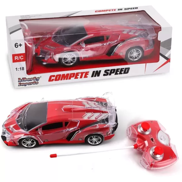 imageLight Up RC Remote Control Racing Car  120 Scale Radio Control Sports Car with Flashing LED Lights  Ideal Gift Toy for Kids