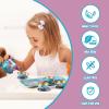 image15 PCS Mermaid Tea Party Set for Little Girls Pretend Tin Teapot Set Princess Tea Time Play Kitchen Toy with Cups Plates and Carrying Case for Birthday Gifts Kids Toddlers