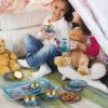 image15 PCS Mermaid Tea Party Set for Little Girls Pretend Tin Teapot Set Princess Tea Time Play Kitchen Toy with Cups Plates and Carrying Case for Birthday Gifts Kids Toddlers