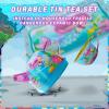 image15 PCS Mermaid Tea Party Set for Little Girls Pretend Tin Teapot Set Princess Tea Time Play Kitchen Toy with Cups Plates and Carrying Case for Birthday Gifts Kids Toddlers