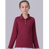 image3 Pack Youth Girls Uniform Polo Shirts Dry Fit Long Sleeve Pique Collared Tops for School KidsGrayLight BlueBurgundy