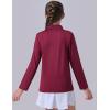 image3 Pack Youth Girls Uniform Polo Shirts Dry Fit Long Sleeve Pique Collared Tops for School KidsGrayLight BlueBurgundy