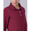 image3 Pack Youth Girls Uniform Polo Shirts Dry Fit Long Sleeve Pique Collared Tops for School KidsGrayLight BlueBurgundy