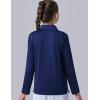 image3 Pack Youth Girls Uniform Polo Shirts Dry Fit Long Sleeve Pique Collared Tops for School KidsNavy