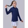 image3 Pack Youth Girls Uniform Polo Shirts Dry Fit Long Sleeve Pique Collared Tops for School KidsNavy