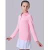 image3 Pack Youth Girls Uniform Polo Shirts Dry Fit Long Sleeve Pique Collared Tops for School KidsPinkBlackWhite