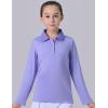 image3 Pack Youth Girls Uniform Polo Shirts Dry Fit Long Sleeve Pique Collared Tops for School KidsPinkLilacBlack