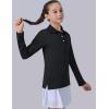 image3 Pack Youth Girls Uniform Polo Shirts Dry Fit Long Sleeve Pique Collared Tops for School KidsPinkLilacBlack