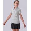 image3 Pack Youth Girls Uniform Polo Shirts Dry Fit Short Sleeve Pique Collared Tops for School KidsGrayLight BlueBurgundy
