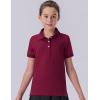 image3 Pack Youth Girls Uniform Polo Shirts Dry Fit Short Sleeve Pique Collared Tops for School KidsGrayLight BlueBurgundy
