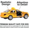 imageDiecast Pullback Taxi Cab Model Car  140 Scale Yellow Taxi with Flashing Light ampamp Sound Opening Doors  Collectible Die Cast Metal Model Toy Vehicle