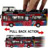 imageLiberty Imports 132 Scale Die Cast Sightseeing Tour Bus Toy Pull Back Vehicles  Mini Double Decker Tourist Open Top Bus Model Car  Pullback Action Toys with Lights and Music RedRed