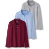 image3 Pack Youth Girls Uniform Polo Shirts Dry Fit Long Sleeve Pique Collared Tops for School KidsGrayLight BlueBurgundy