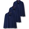 image3 Pack Youth Girls Uniform Polo Shirts Dry Fit Long Sleeve Pique Collared Tops for School KidsNavy