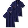 image3 Pack Youth Girls Uniform Polo Shirts Dry Fit Short Sleeve Pique Collared Tops for School KidsNavy