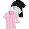 image3 Pack Youth Girls Uniform Polo Shirts Dry Fit Short Sleeve Pique Collared Tops for School KidsPinkBlackWhite