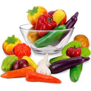 image24 PCS Realistic Artificial Fake Vegetables Lifelike Decorative Foam Food Set Faux Veggies for Home Kitchen Decor Set Photo Props