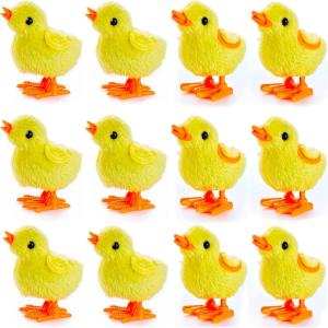 imageLiberty Imports 12 Pack WindUp Chicks  Fluffy Jumping Chicken Ducklings Bulk Wind Up Novelty Easter Party Favors Kids Toys