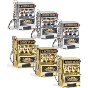 imageLiberty Imports 6 PCS Mini Casino Slot Machine Keychains Set  Las Vegas Souvenirs Lucky Jackpot Charm Pendants Novelty Gaming Gifts for Casino Lovers