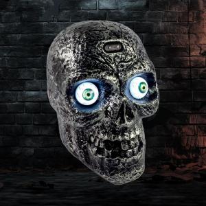 imageLiberty Imports Sound Activated Skull with Light Up Eyes and Creepy Sounds  Halloween Party Prop Spooky Decoration for Haunted House Indoor Decor