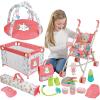 imageLiberty Imports Kids 18Piece Newborn Talking Baby Doll Stroller Nursery Role Play Set w Playpen Play Mat Potty Training Accessories 14quot Doll Included