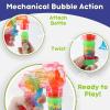 image6 PCS Wind Up Bubble Guns for Kids Light Up LED Bubble Shooters Bubble Blowers with Bottle Solutions Included  Bulk Indoor Outdoor Toys Party Favors Gifts  No Batteries Required