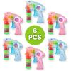 image6 PCS Wind Up Bubble Guns for Kids Light Up LED Bubble Shooters Bubble Blowers with Bottle Solutions Included  Bulk Indoor Outdoor Toys Party Favors Gifts  No Batteries Required