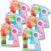 image6 PCS Wind Up Bubble Guns for Kids Light Up LED Bubble Shooters Bubble Blowers with Bottle Solutions Included  Bulk Indoor Outdoor Toys Party Favors Gifts  No Batteries Required