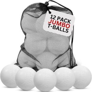 image12 PCS Toddler ampamp Little Kids Replacement T Ball Baseball Balls  Jumbo Plastic TBalls with Mesh Ball Bag 35inch Oversized Tballs for Little Tikes TotSports TBall Set Softball Training
