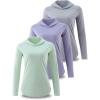 image3 Pack Womens Active Lightweight Long Sleeve Hoodies UPF 50 Sun Protection Pullover Shirts with Thumb HolesGrayMintSoft Lavender