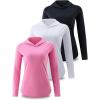 image3 Pack Womens Active Lightweight Long Sleeve Hoodies UPF 50 Sun Protection Pullover Shirts with Thumb HolesPinkBlackWhite