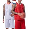 image1 Set of Mens Reversible Basketball Jersey and Shorts DoubleSided Custom Athletic Uniforms for Team Sports PracticeRedWhite