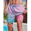 image2 Pack Mens 7quot Swim Trunks with Compression Liner Quick Dry Stretch Board Shorts Bathing Suits SwimwearBlue StripesPastel Wave