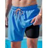 image2 Pack Mens 7quot Swim Trunks with Compression Liner Quick Dry Stretch Board Shorts Bathing Suits SwimwearBlueNavy
