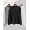 image3Pack Thermal Fleece Active Long Sleeve Shirts for Men Athletic Crewneck Pullover SweatshirtsGrayBlackWhite