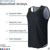 imageMens Lightweight Reversible Rec Tanks Mesh Basketball Jerseys Athletic Quick Dry Shirts Team Scrimmage UniformsBlackWhite