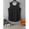 imageMens Lightweight Reversible Rec Tanks Mesh Basketball Jerseys Athletic Quick Dry Shirts Team Scrimmage UniformsBlackWhite
